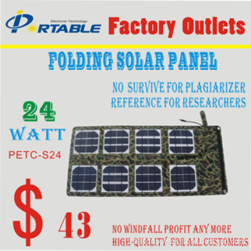 24W Monocrystalline Silicon Pet Laminated Folding Panel, Solar Charger Bag with PVC Waterproof (PETC-S24)